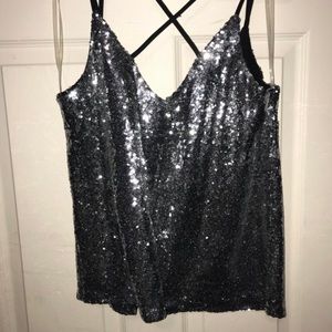 Silver sequin top